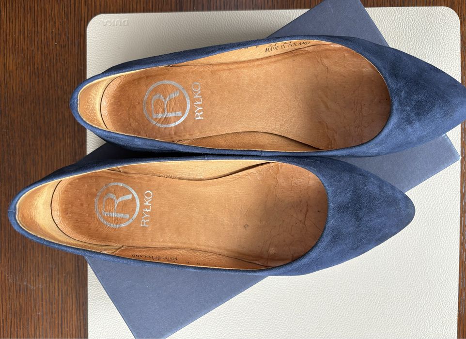 Baleriny Rylko 38 granatowe zamszowe