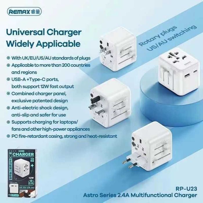 Adapter Podróżny Przejściówka Gniazda Świata PL USA UK Chiny Australia