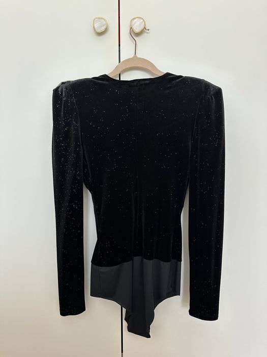 Body de veludo preto brilhante ZARA
