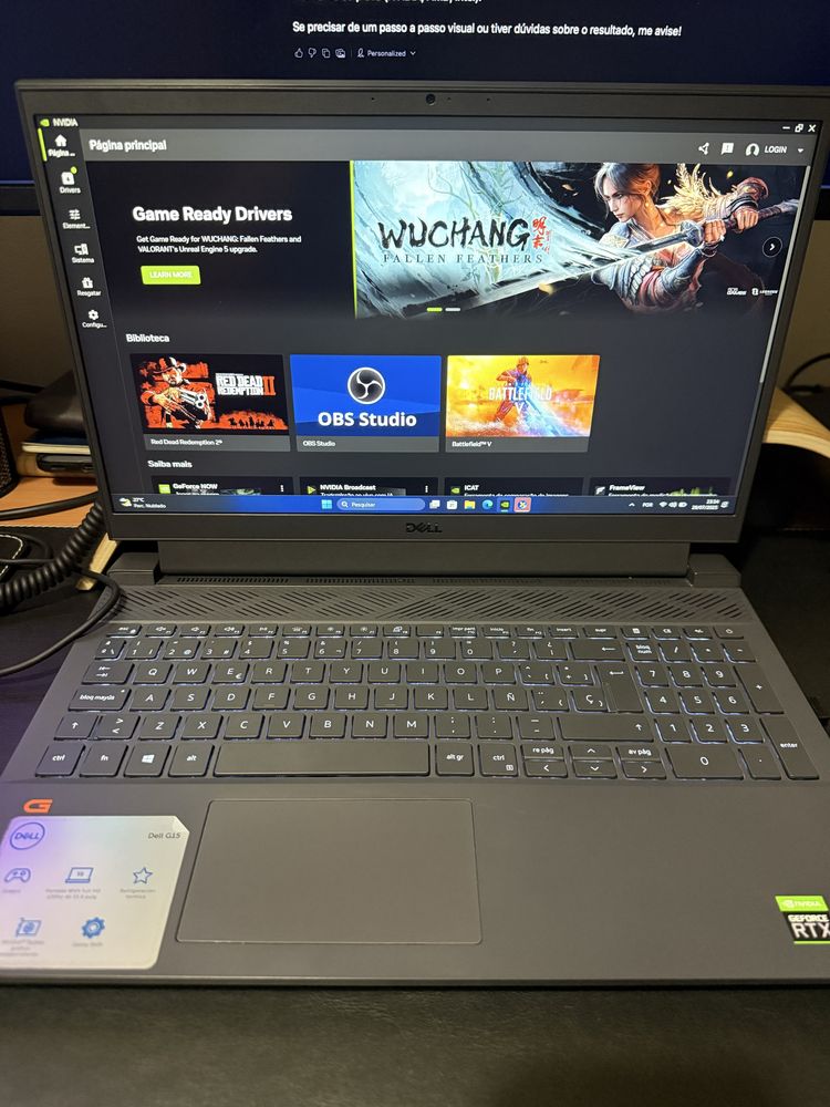 PC Gamer com Placa de Vídeo Nvídia RTX 3050 Dell G15 512GB SSD 8GB RAM