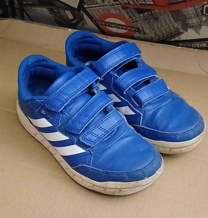 niebiesko - białe piękne buty na rzepy na boku adidas roz 33