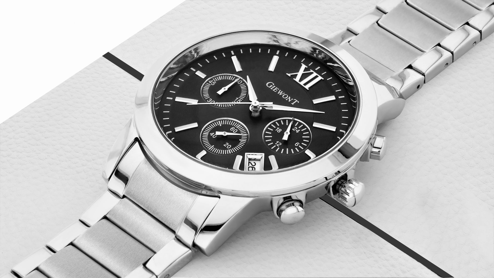 Zegarek Męski Giewont Apex Chrono GW6480-1 Chronograf Silver/Black