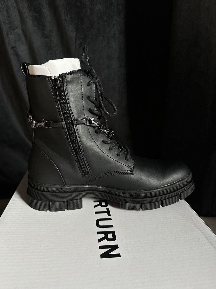 Yourturn botki sznurowane łańcuch 38 buty czarne traktory zalando