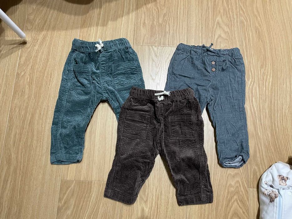 3x spodnie sztruksowe (z grubszego materiału) H&M 74
