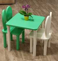 Stolik 2 krzesełka króliczek drewno meble pokój dziecięcy