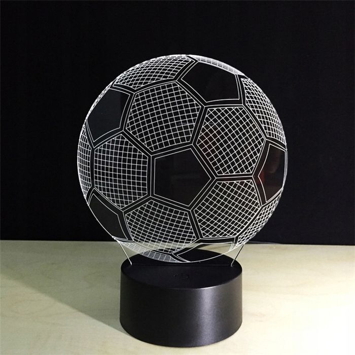 Lampka nocna LED 3D Piłka Nożna RGB z pilotem dla dzieci 22cm
