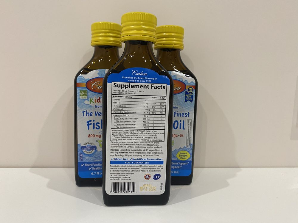 Carlson omega-3 800 мг рідка омега-3 для дітей 200 мл IHerb