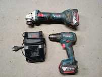 Szlifierka Bosch GWS 180-LI + wkrętarka GSR 18V-55 + 2 aku 5, Ah l