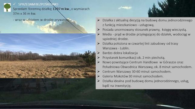 Działka budowlana Ostrowik okolice Otwocka bezpośrednio okazja