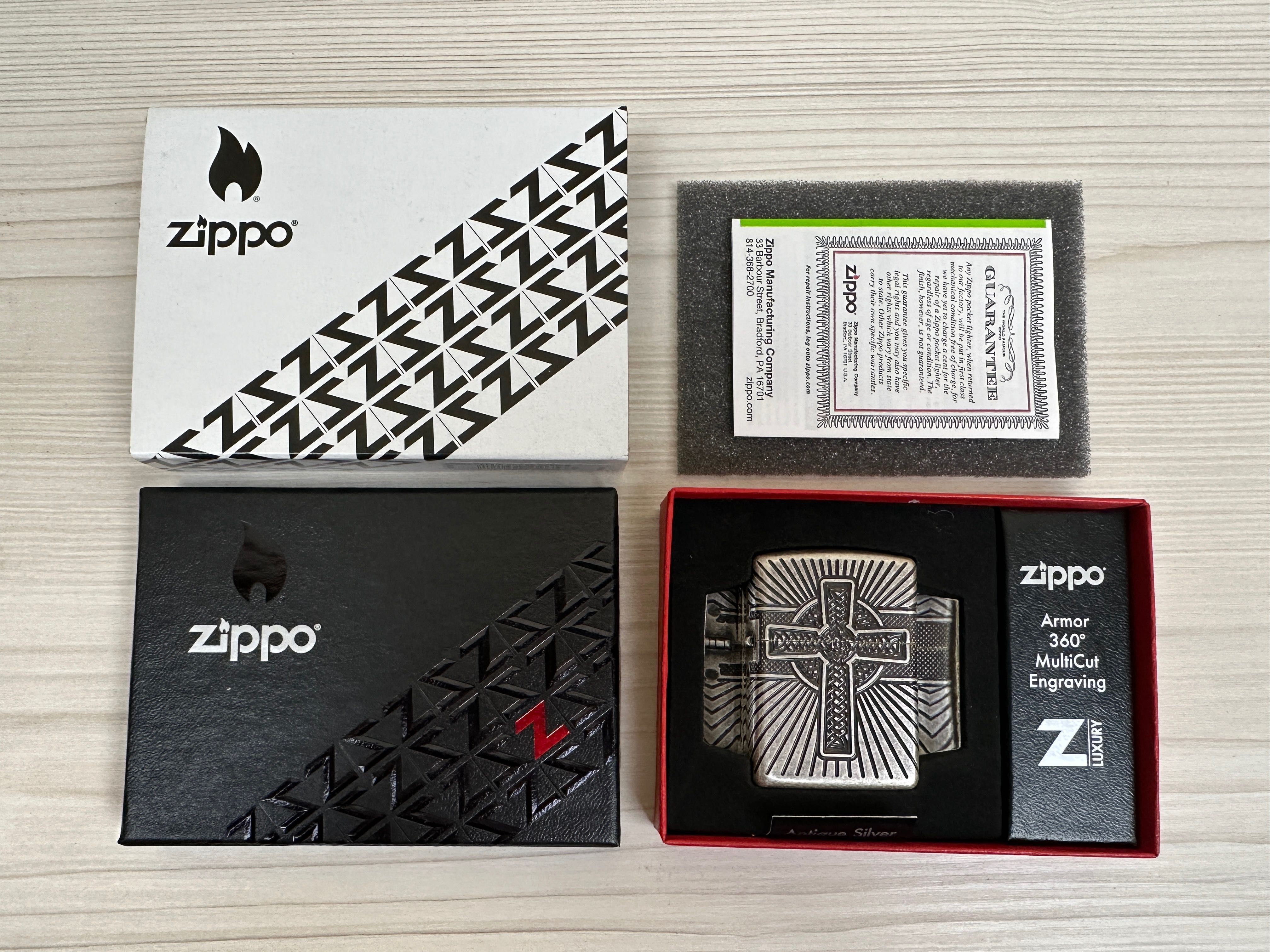 Зажигалка Zippo 29667 Armor Multicut Celtic Cross & Knot Antique Silv