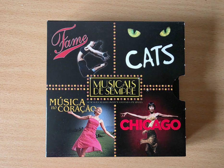 5 CDs com musicais famosos da coleção "Musicais de Sempre"
