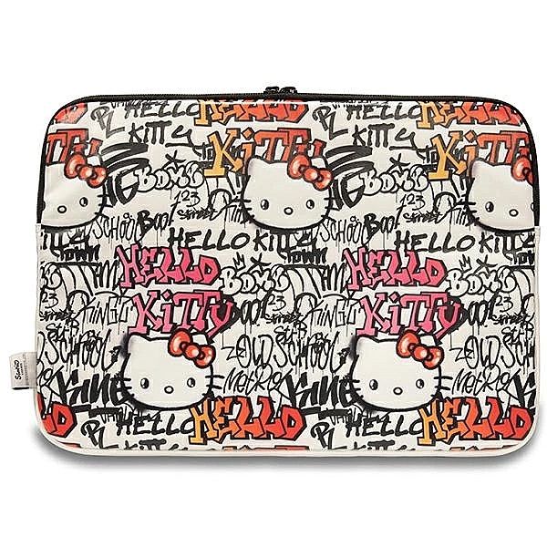 Pokrowiec Hello Kitty PU Metal Logo na laptopa 14" - beżowy
