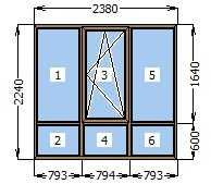 Вікно металопластикове 2380*2240 мм