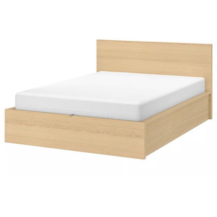 Łóżko Ikea Malm 140x200 z pojemnikiem, Okleina dębowa, stan bdb