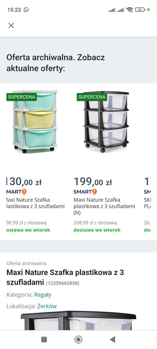 Maxi Nature szafka na kółkach z trzema szufladami