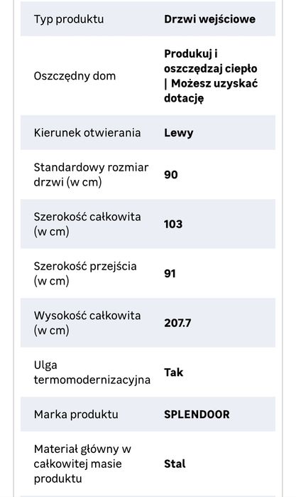 Drzwi zewnętrzne stalowe Splendoor Auria Passive orzech 90 lewe