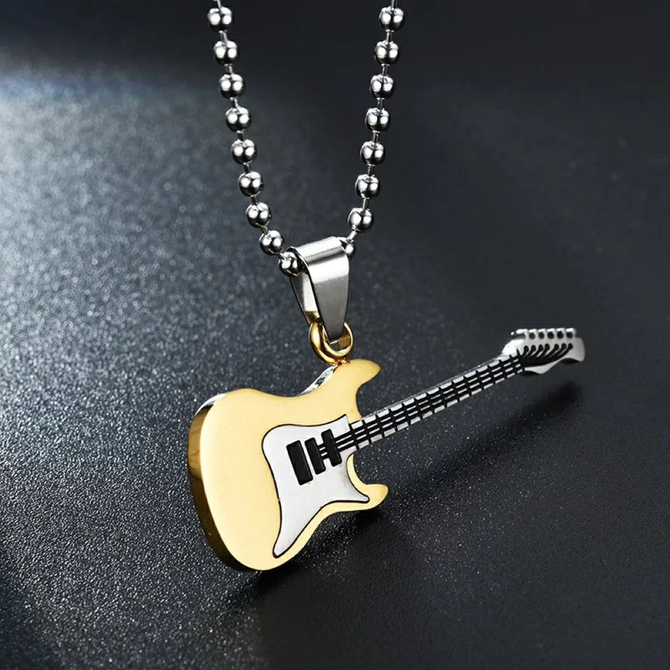 Wisiorek gitara FENDER i GIBSON z chirurgiczna 316L łańcuszek info opi