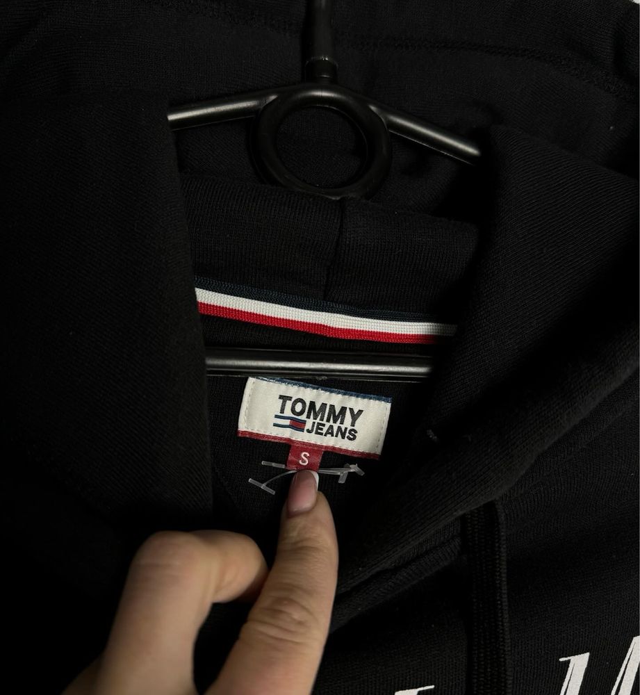 Худі tommy hilfiger чорний кофта з капюшоном толстовка оверсайз томмі