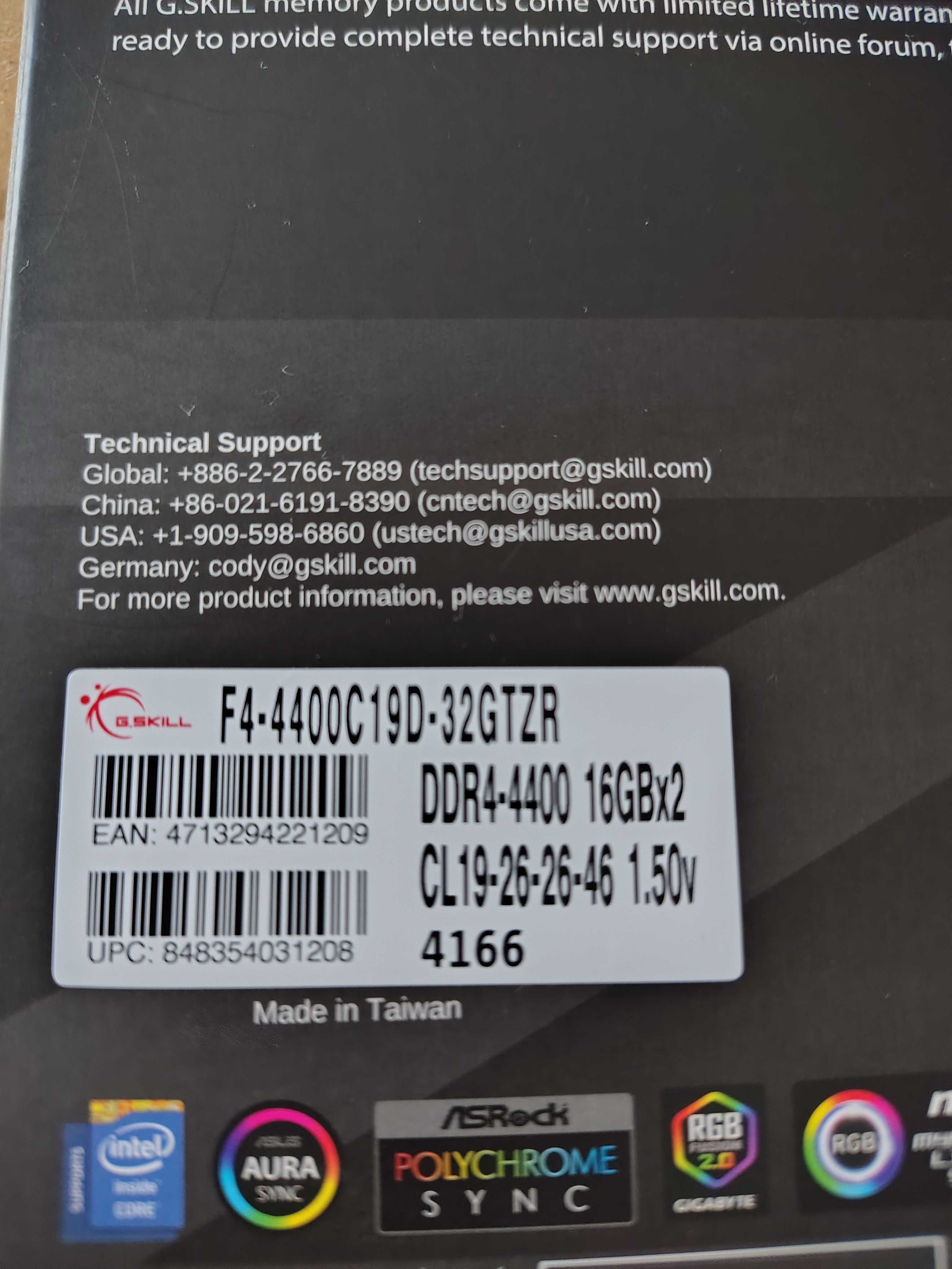 Ram DDR4 g.Skill Trident Z RGB 2*16 GB 4400 MHz Cl19