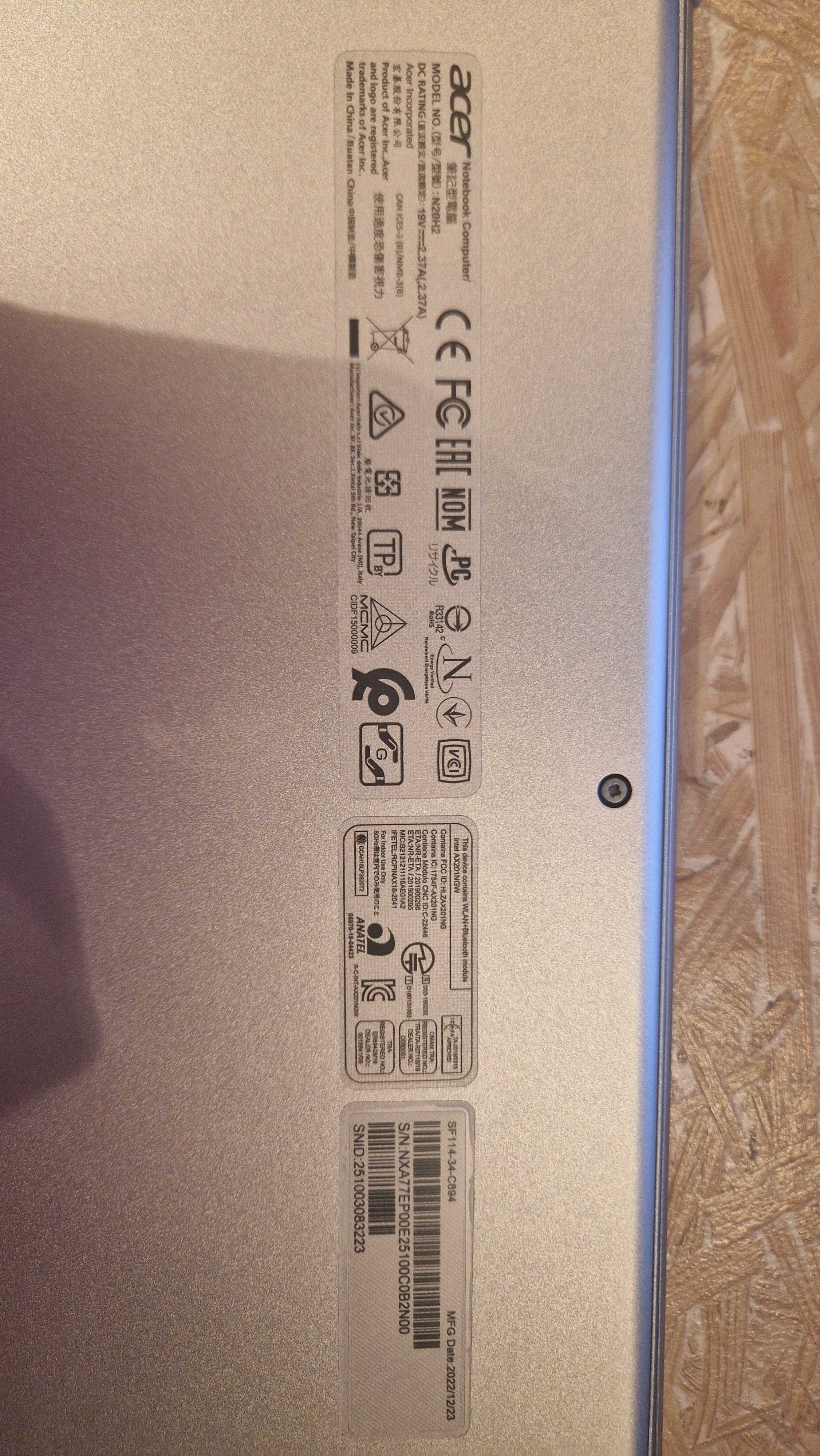 Notebook Computer accer - używany kilka godzin