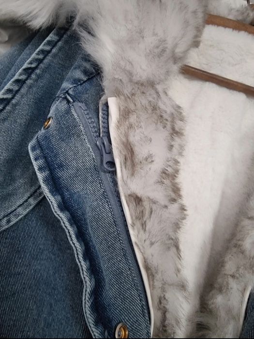 Ocieplana zimowa kurtka jeansowa damska S :)  Nowa z metką!