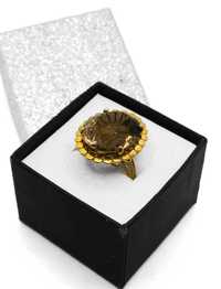 Złoty pierścionek z brązowym kamieniem 585p | 12,3g | r.12 - Promocja!