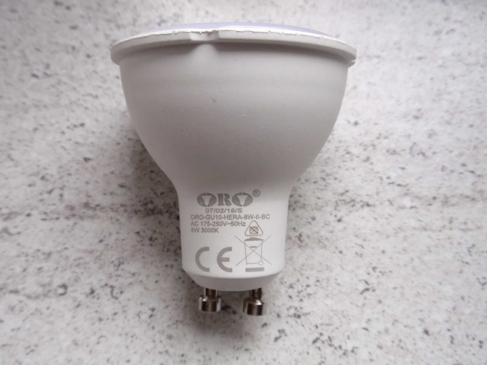 Żarówki ORO LED GU10 8W 3000k kolor biały ciepły