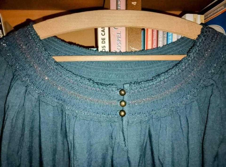 Blusa XL azul-petróleo nova!