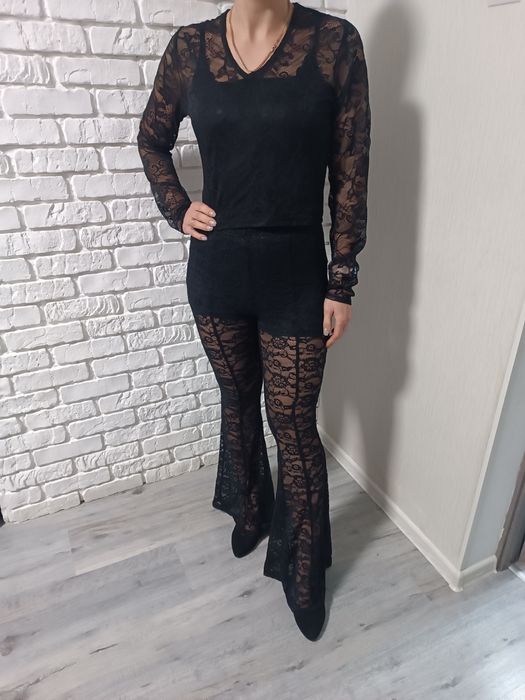 Гіпюрові штани кльош з шортиками + топ гіпюровий.Ціна в описі