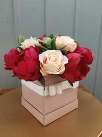 Flower box sztuczne kwiaty róże w pudełku dekoracja