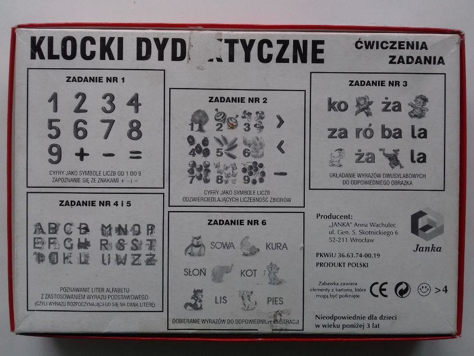 Klocki dydaktyczne. Uczę się i bawię. Ćwiczenia zadania.