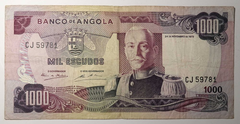 Nota Angola 1000 Escudos Carmona MBC+ 3€