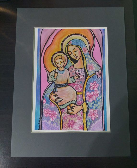 Obraz Akwarela IKONA Matka Boska Boża 1