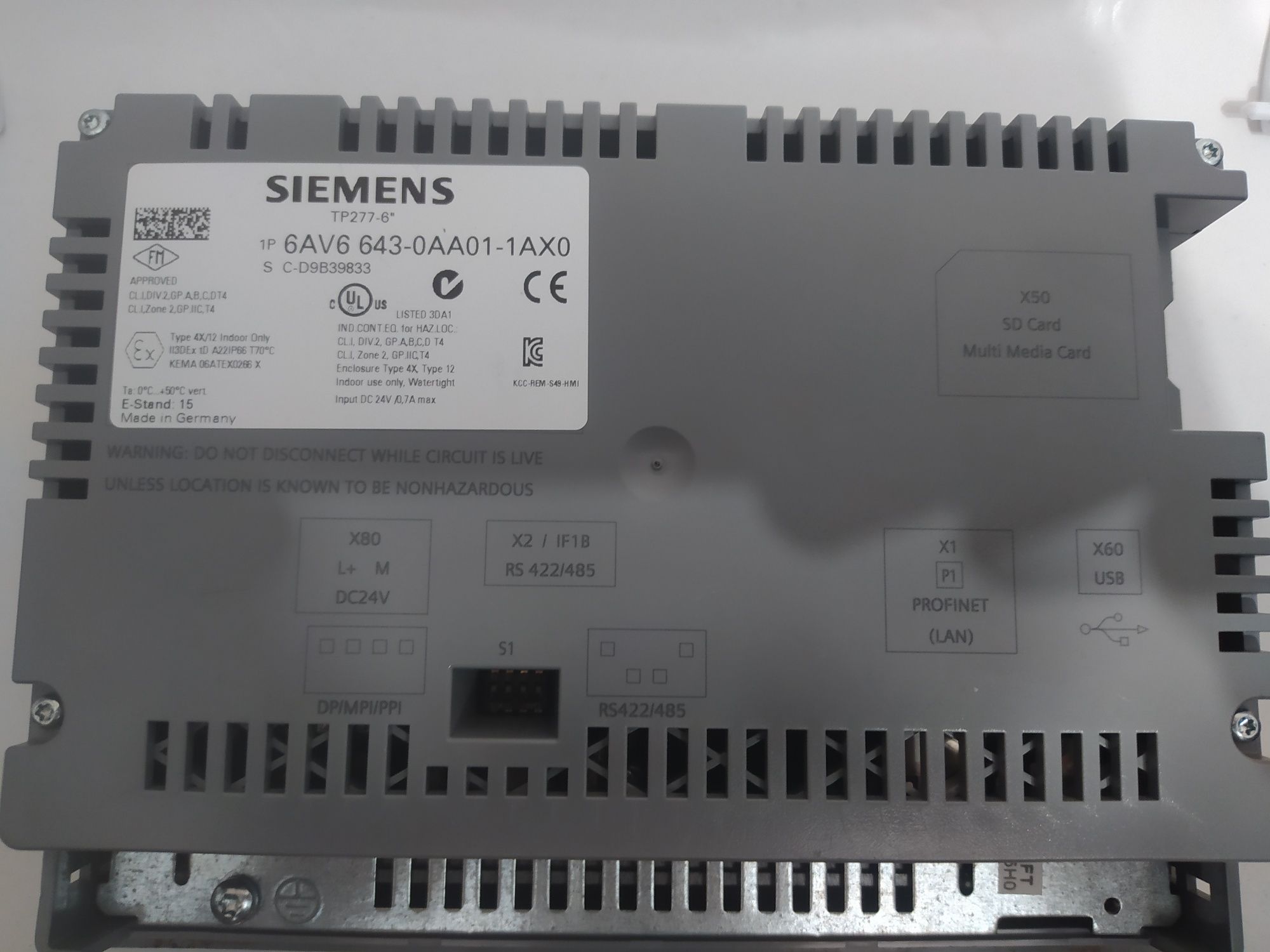 Siemens hmi ktp op 6av6 643-0aa01-1ax0 simatic s7 300 step 7 panel