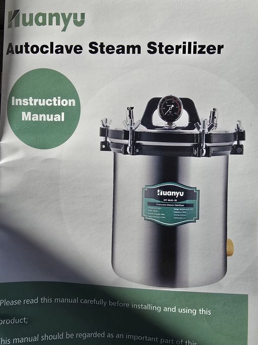 Huanyu Autoklaw sterylizator z 3 zaworami, 12 l, 1000W 230V