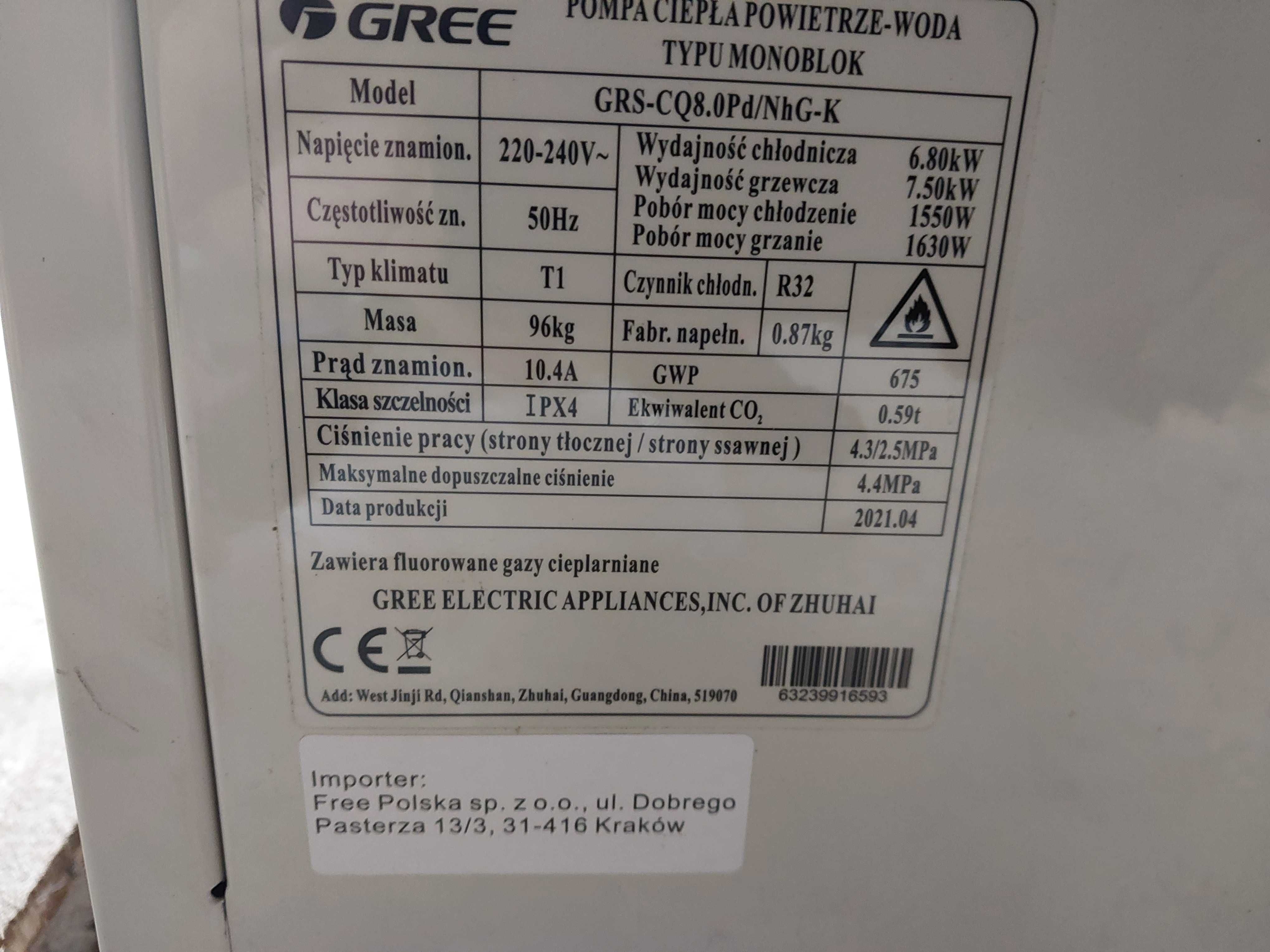 NOWA pompa ciepła Gree Versati III 8 kW (monoblok)
