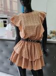 Sukienka beżowa ażur boho motyl