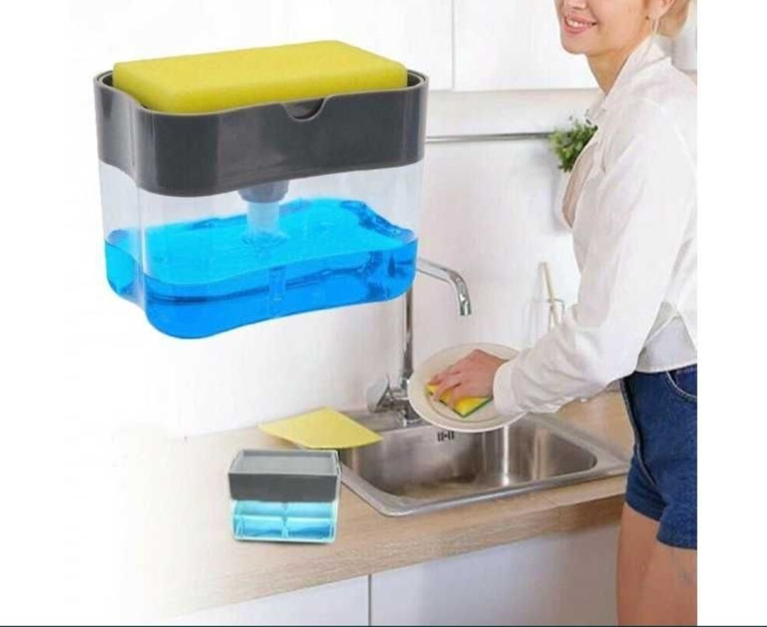 Органайзер для мочалок с мыльницей и дозатором Soap Pump Sponge Caddy