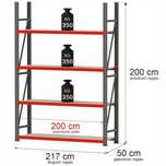 Regał magazynowy 4-półkowy Mega-M FORTIS 200x217x50 cm moduł bazowy