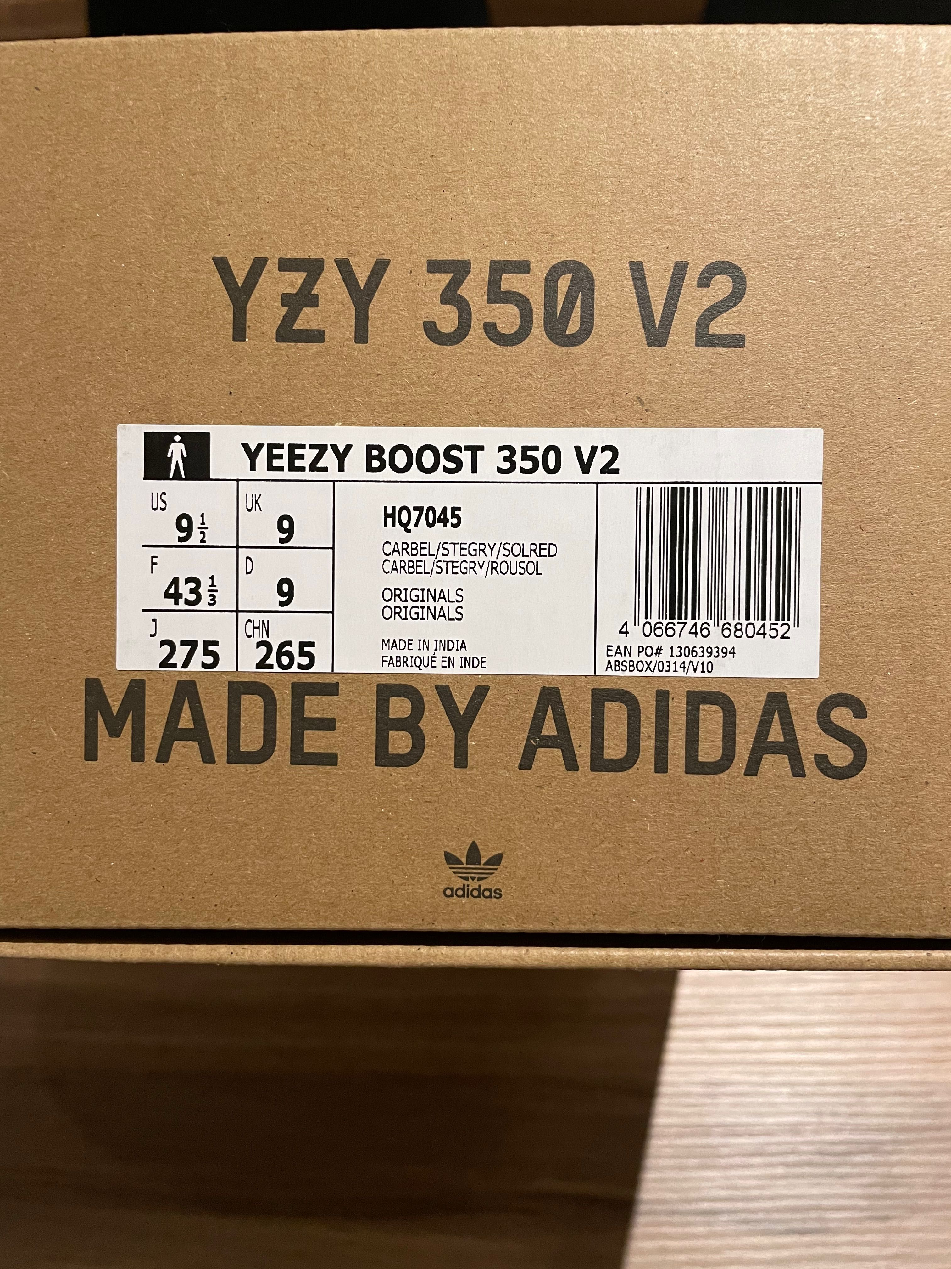 Yeezy boost 350 v2 43 1/3 Adidas HQ7045 Carbon Beluga szare pomarańcz
