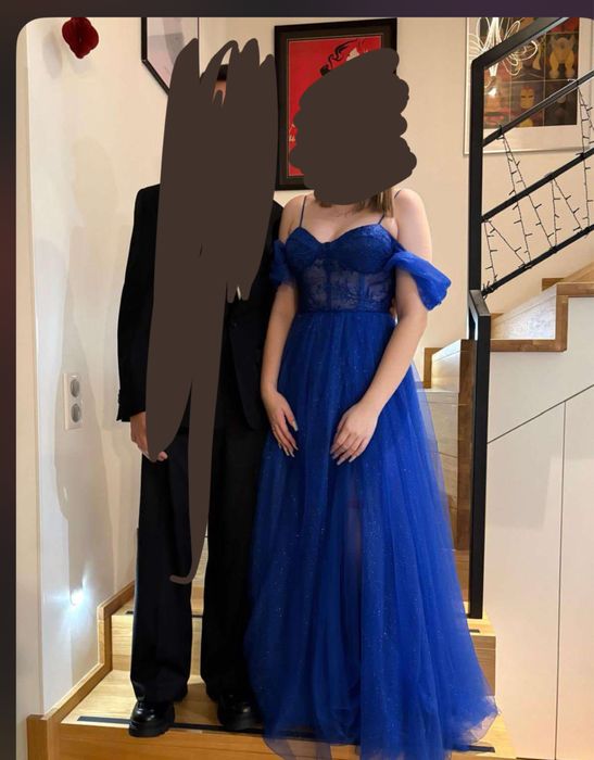 sukienka studniowkowa habrowa granatowa dluga