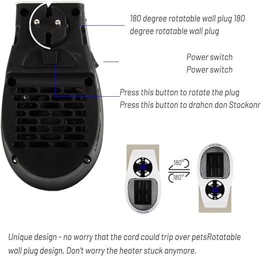 Mini Aquecedor de Tomada de Parede com Controle Remoto.