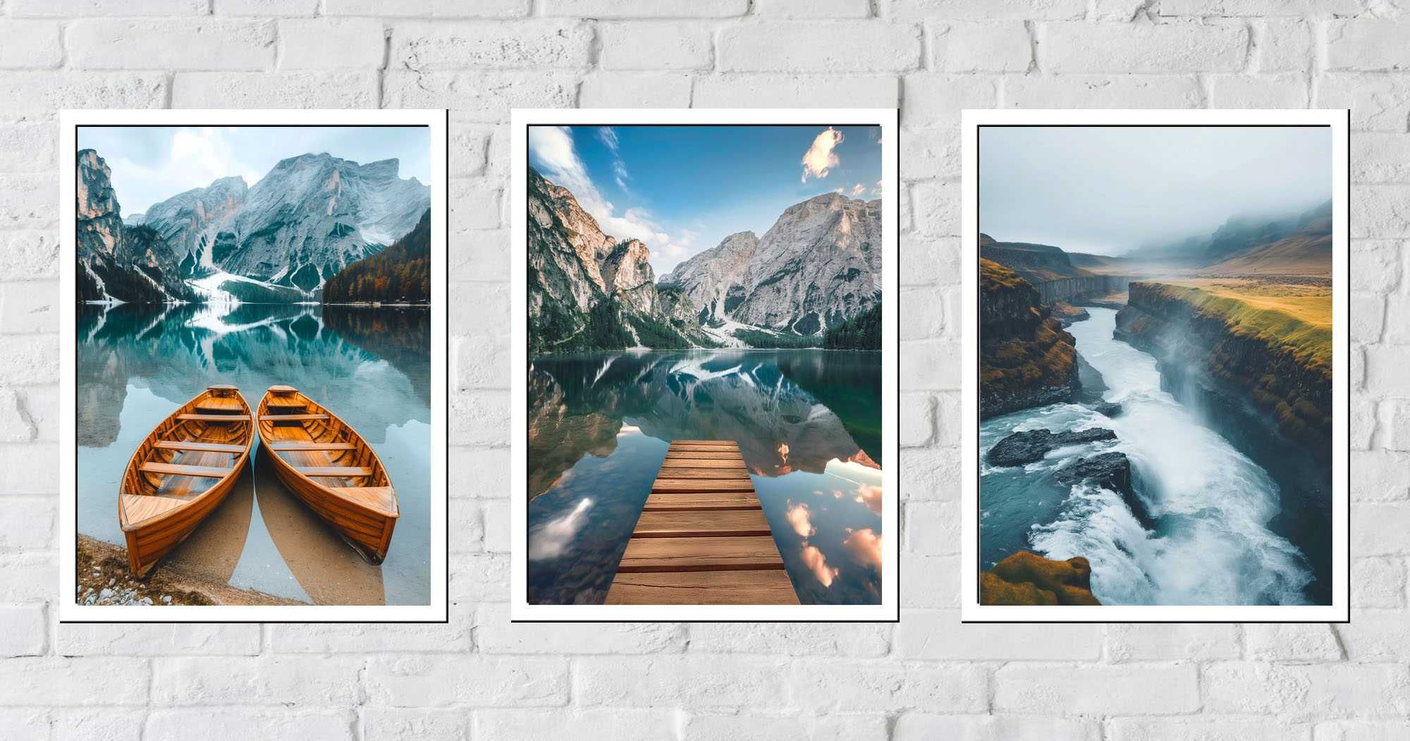 50x40 obrazy w ramie plakaty ramka ŁÓDKA MOST WIDOKI GÓRY NATURA BOHO