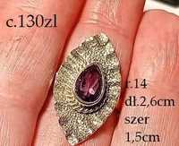 pierścionek  ametyst  srebro.925 r.14