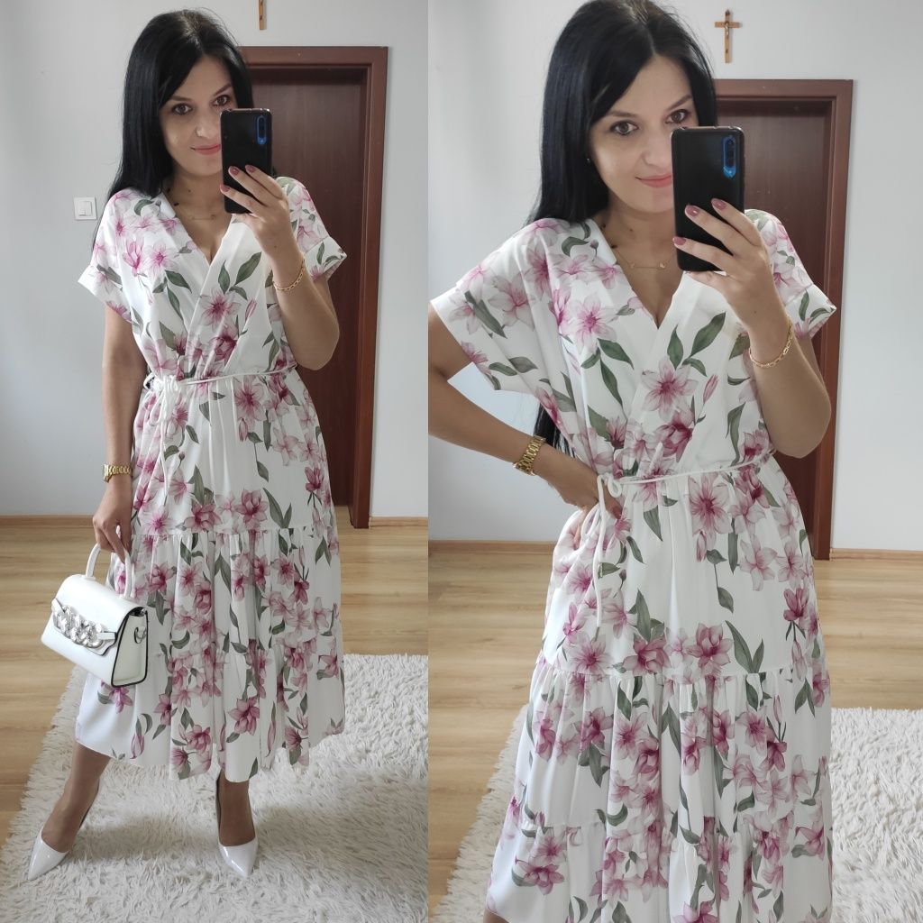 Sukienka w kwiaty wesele komunia chrzciny