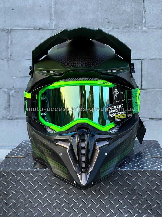 Шолом кросовий EXDRIVE KHAKI мотошолом ендуро шлем кроссовый мотошлем