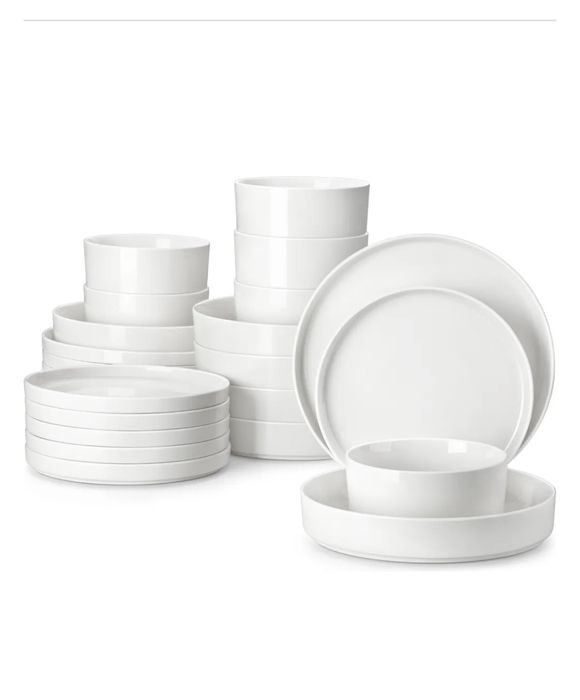 Serwis obiadowy MALACASA 24 el. dla 6 osób – porcelana, biały