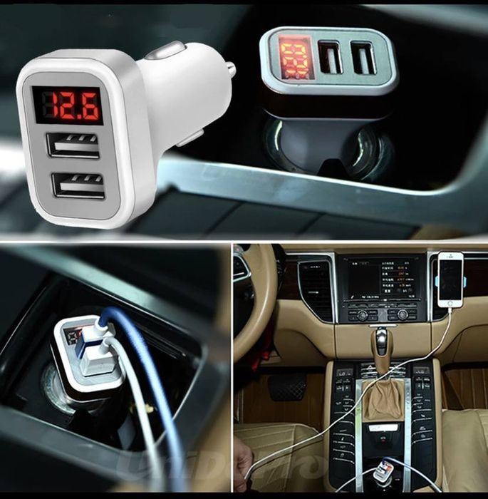 Автомобильное з/у с вольтметром и двумя USB 2,1A