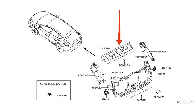 Обшивка кришки багажника, Nissan Murano z52 909045AA1A