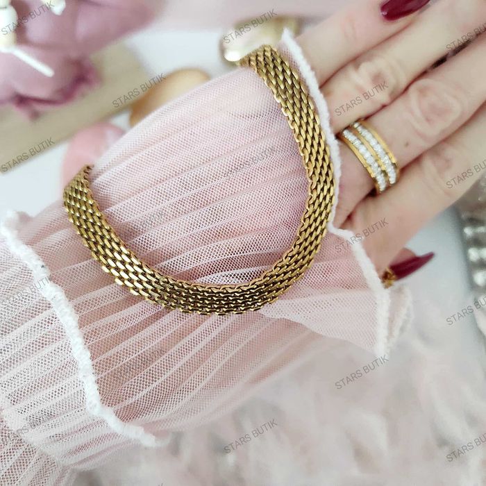 Szeroki łańcuszek choker pleciony stal chirurgiczna 316L unikat